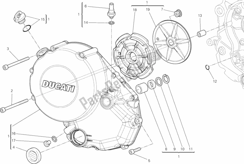 Alle onderdelen voor de Koppelingsdeksel van de Ducati Monster 696 ABS USA Anniversary 2013